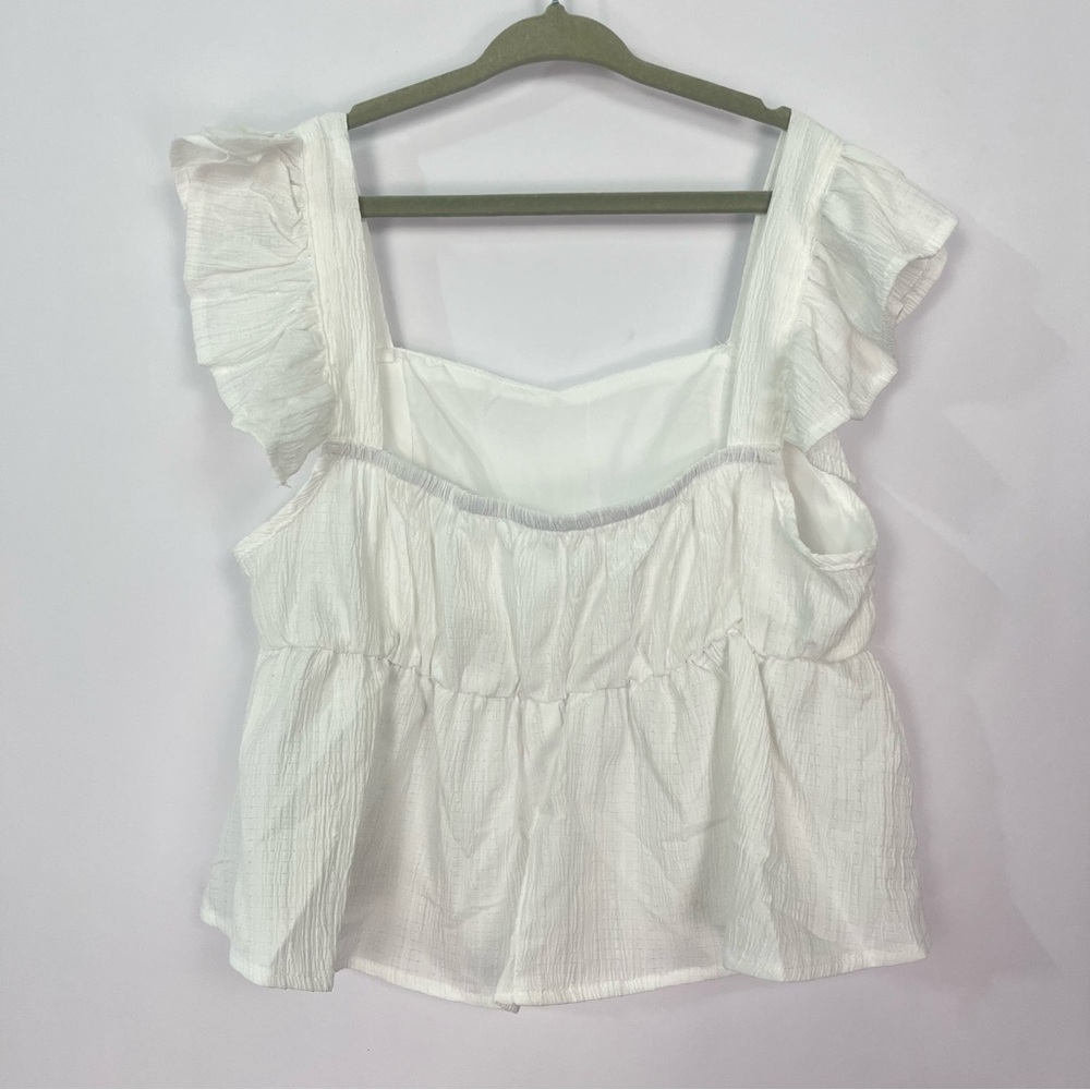 Shein Teen White Flutter Ruffle Sleeves Crop Top sz 14 youth - Picture 3 of 6